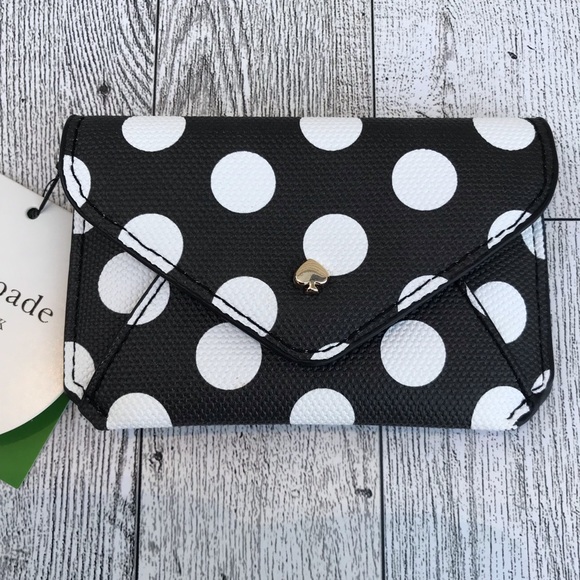 kate spade Handbags - Kate Spade Black and White Polka Dot Card Holder
